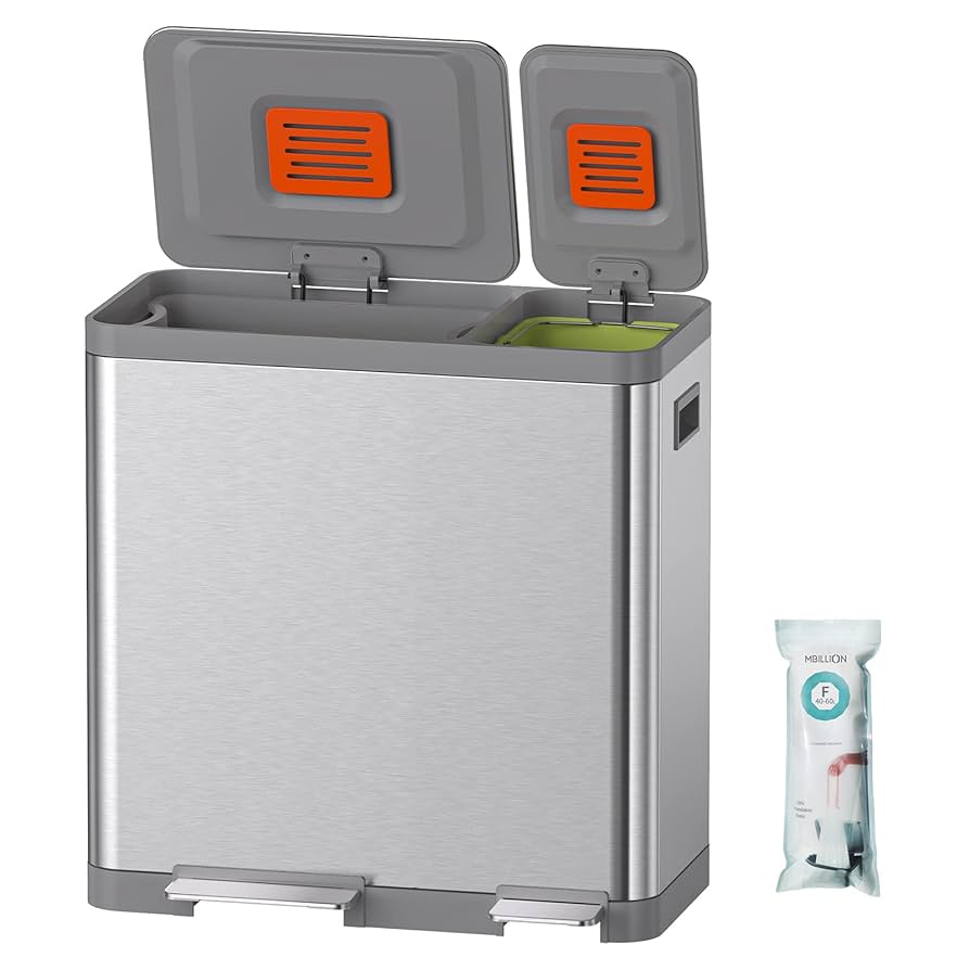 mVm ゴミ箱 60L 2×30L ダストボックス ペダル式 蓋つき ステンレス Amazon｜mVm ゴミ箱 60L 横型 2分別 2×30L ダストボックス